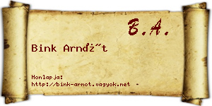 Bink Arnót névjegykártya